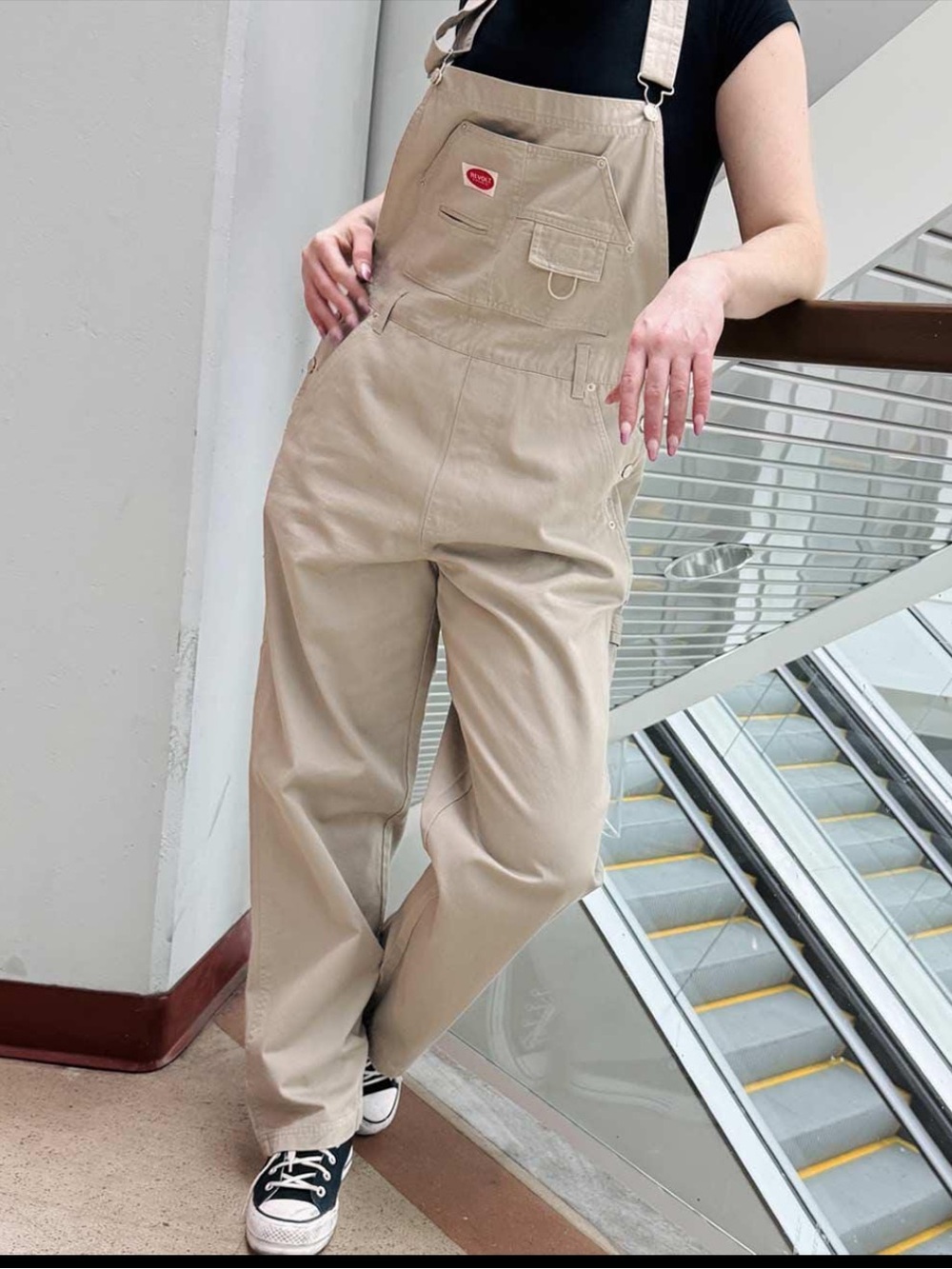 Vintage Y2K ReVolt Carpenter Bib Overalls Khaki 100% Cotton Plus Size 22